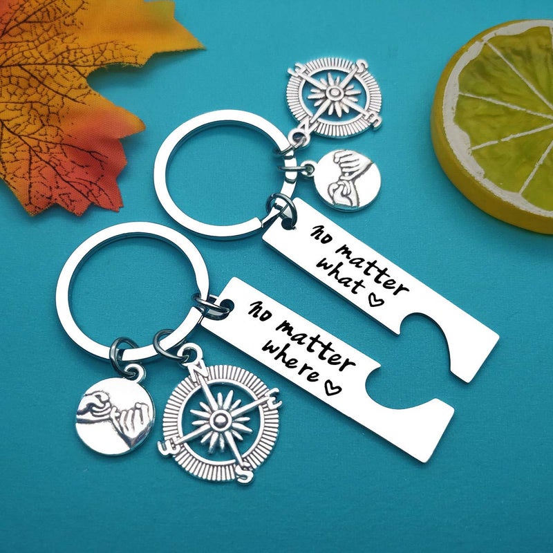 Xiahuyu Best Friend Keychain Friendship Gifts No Matter What No Matter Where Keychain Set Best Friends Gift Long Distance Friendship Keychains Christmas Birthday Gifts Best Friend Keychains Set of 2 - Image 3